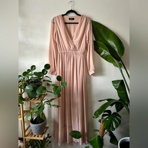 Lulu’s My Whole Heart Pink Long Sleeve Maxi Dress (DISCONTINUED COLOR) Sz S